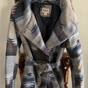 Mossimo Supply Co. Gray and Blue Trench Coat with Wide Collar